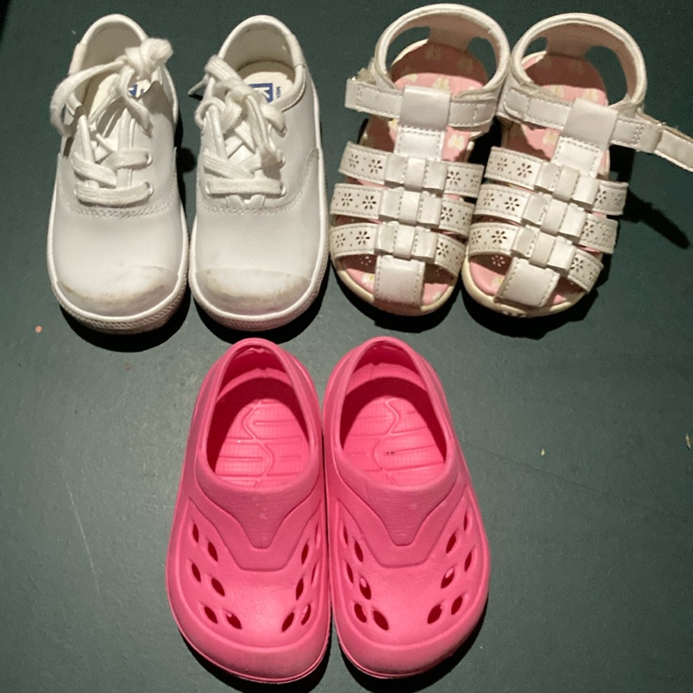 Kids White and Pink Shoe Set